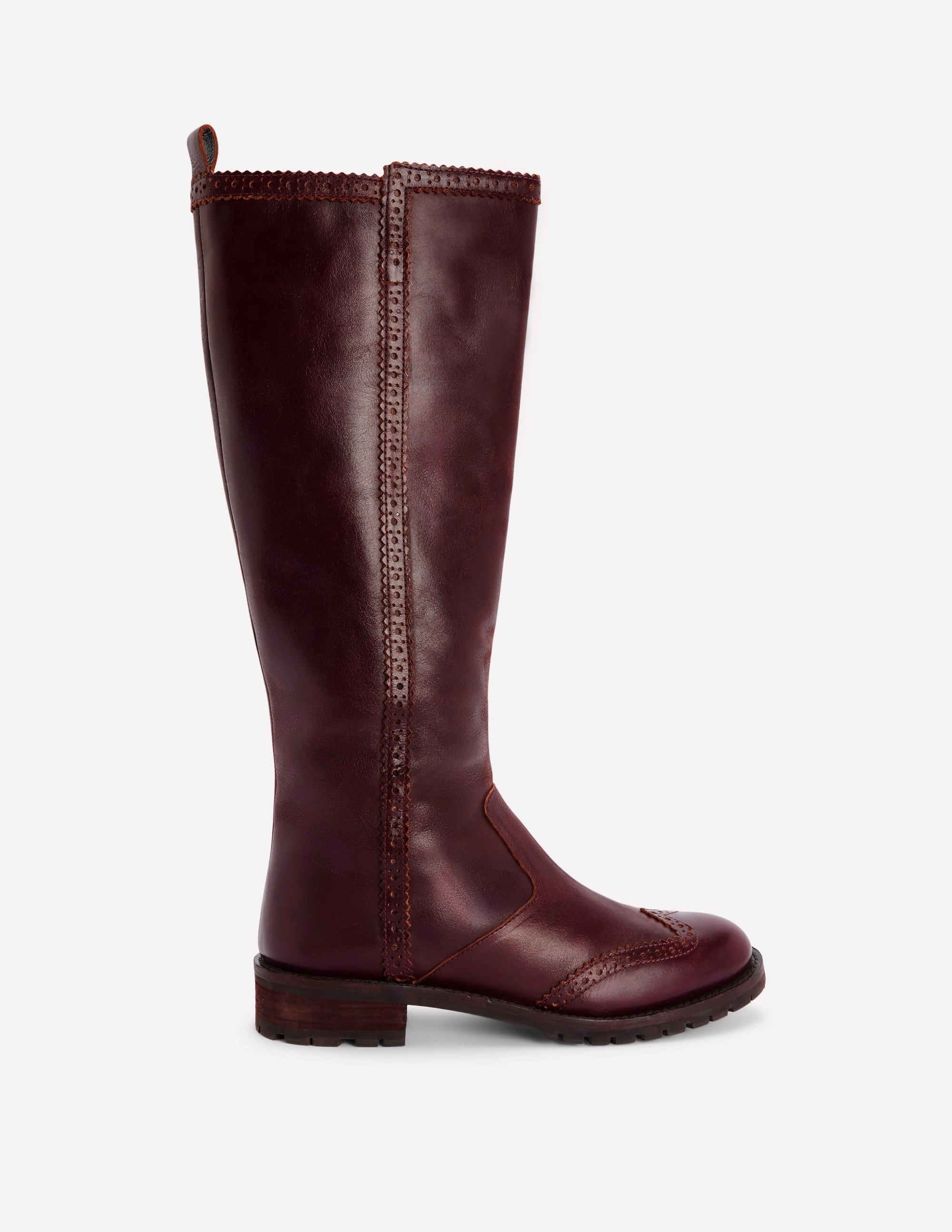 Beinstulpen Stiefel Kniehohe Stiefel mit Budapester-Details-Oxblood