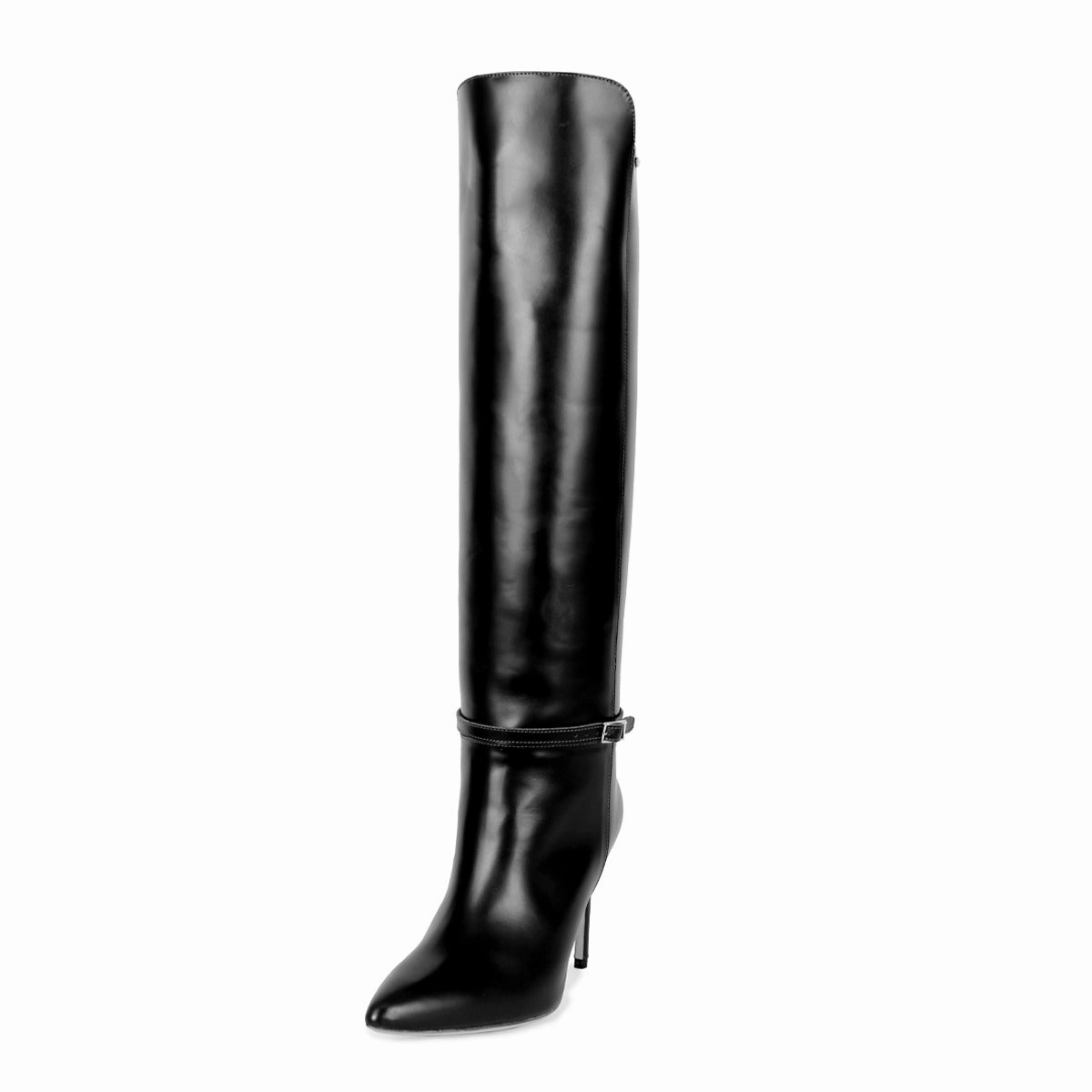 Lack Leder Stiefel Kniehoher Stiefel aus poliertem Leder (Modell 740) Leder wei