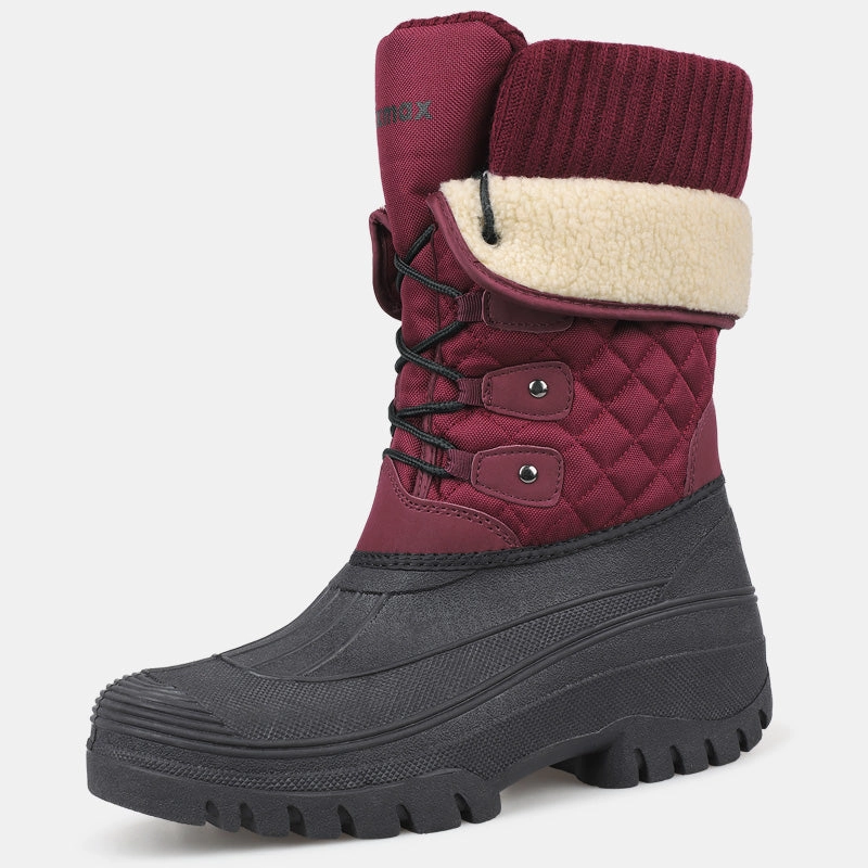 Stiefel Kaufhof Knixmax Damen rote Schneestiefel mit warmer Ftterung, wasserdichtem Obermaterial und rutschfester Sohle Winterstiefel