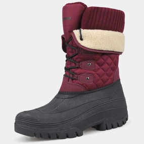 Magnum Stiefel Stahlkappe Knixmax Damen rote Schneestiefel mit warmer Ftterung, wasserdichtem Obermaterial und rutschfester Sohle Winterstiefel