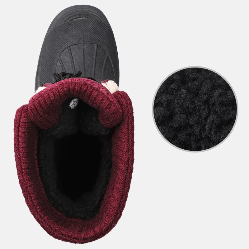 Stretch Stiefel Mit Extra Breitem Schaft Knixmax Damen rote Schneestiefel mit warmer Ftterung, wasserdichtem Obermaterial und rutschfester Sohle Winterstiefel