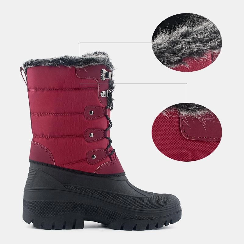 Knixmax Damen Schneestiefel Rot Wasserdichte Sohle Pelzgeftterte Winterstiefel (Upgrade-Version) Knobelbecher Stiefel