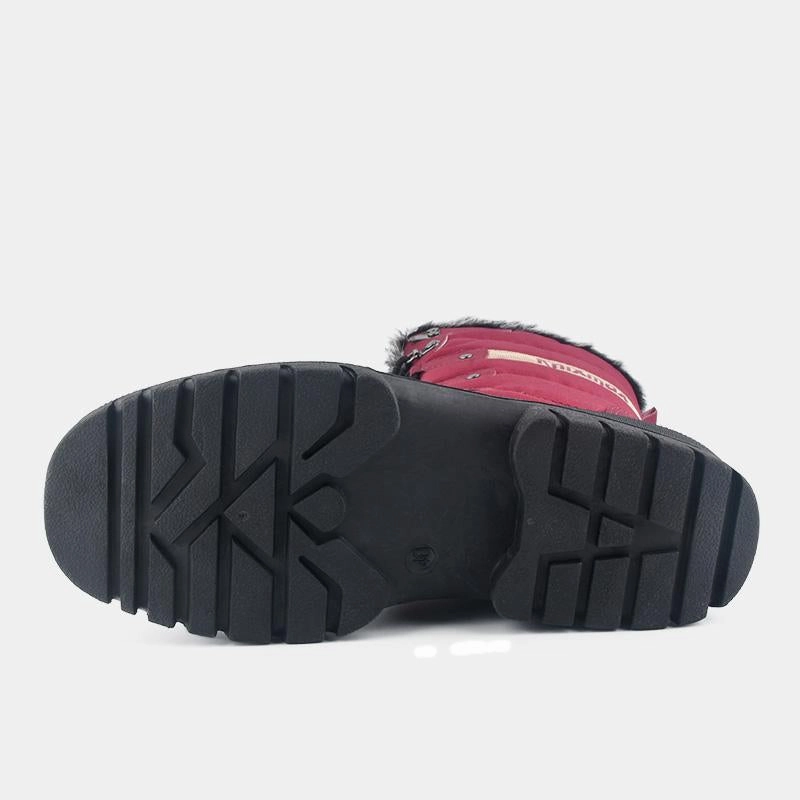 Knixmax Damen Schneestiefel Rot Wasserdichte Sohle Pelzgeftterte Winterstiefel (Upgrade-Version) Stiefel Mit Trichterabsatz