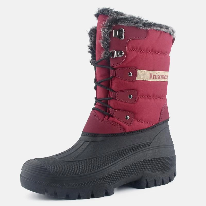 Zalando Stiefel Sale Knixmax Damen Schneestiefel Rot Wasserdichte Sohle Pelzgeftterte Winterstiefel (Upgrade-Version)