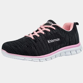 Knixmax Damen Strick-Sneaker, Schwarz Pink, Leicht, Laufen Gym Fitness Sport Wanderschuhe Laufschuhe Hamburg Innenstadt