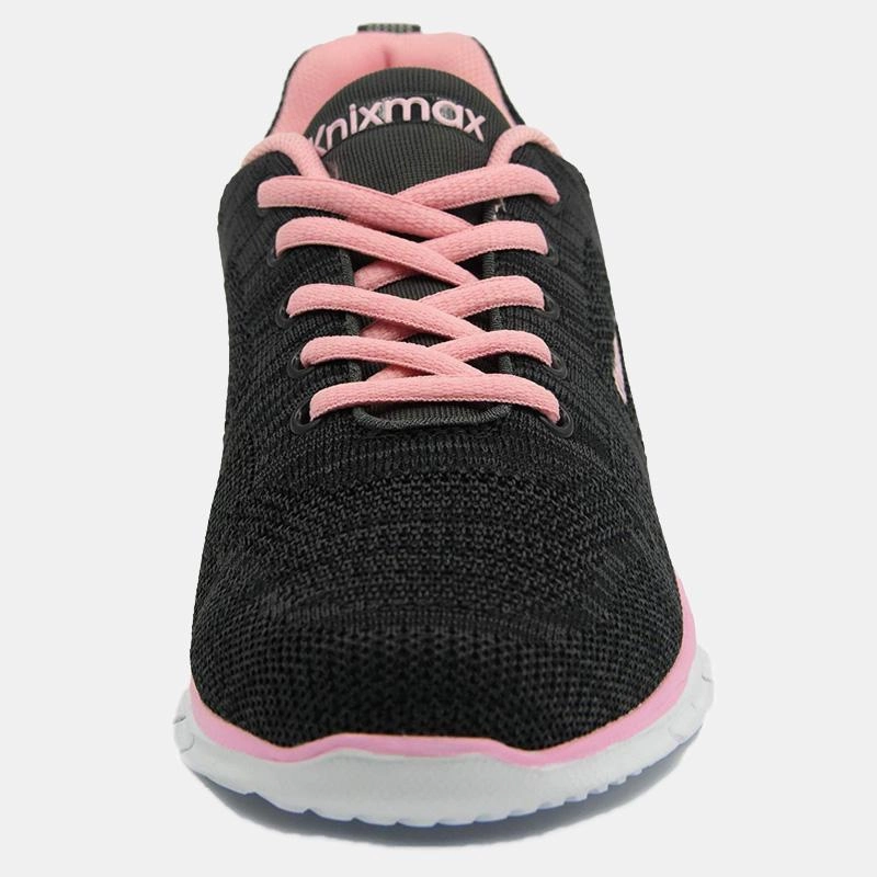 Laufschuhe Knie Knixmax Damen Strick-Sneaker, Schwarz Pink, Leicht, Laufen Gym Fitness Sport Wanderschuhe