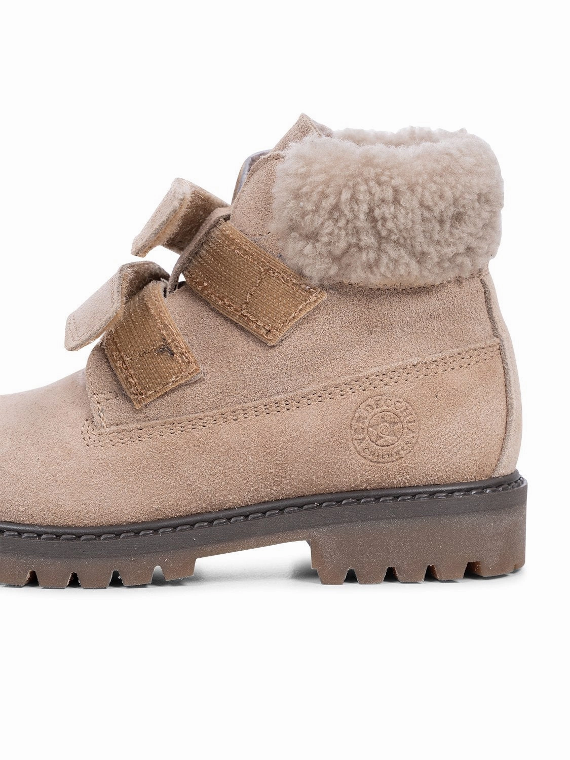 Winterstiefel Flach Winterstiefel aus Leder mit Lammfellfutter - Ecru