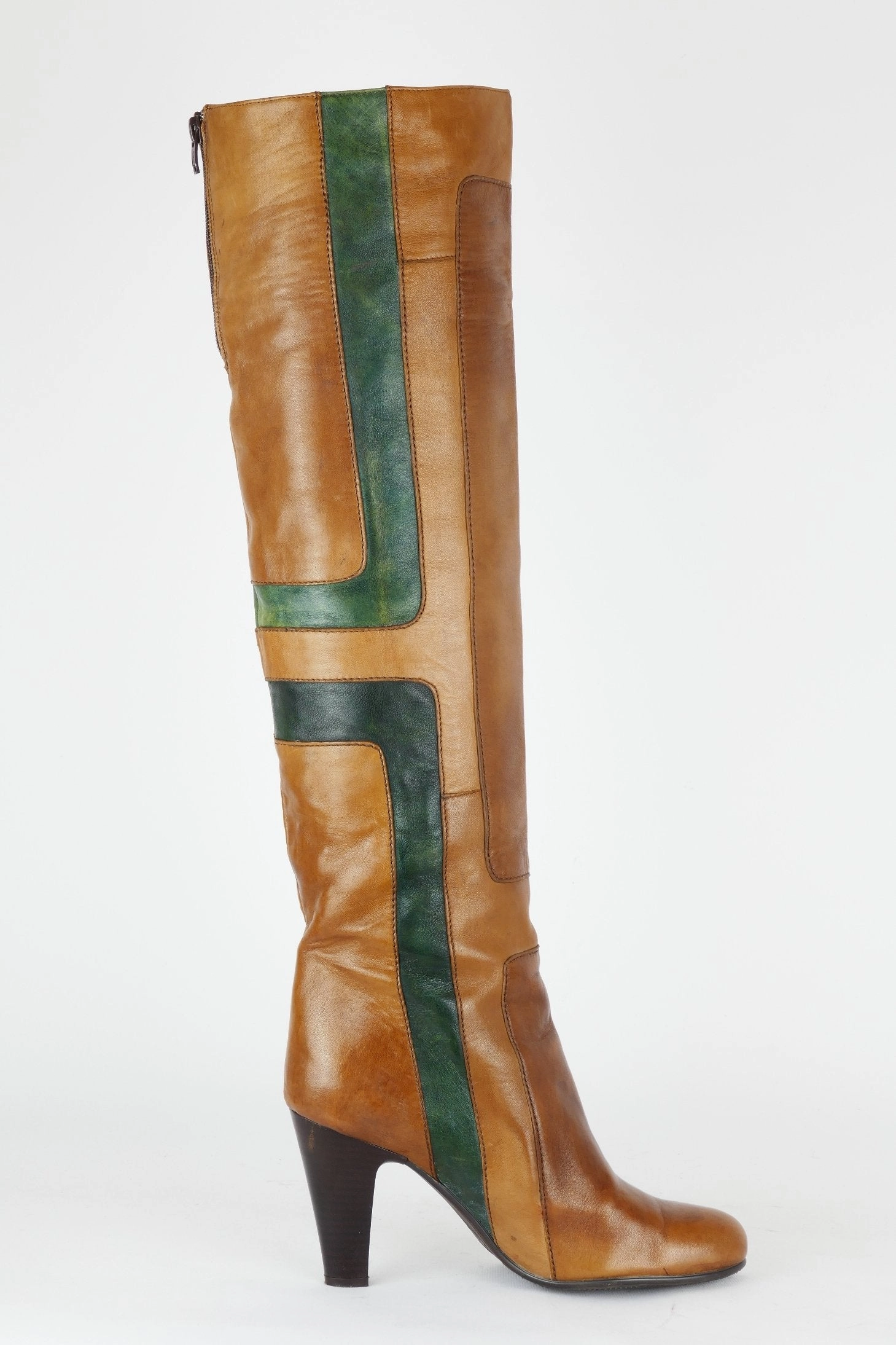 Hohe Stiefel Leder mehrfarbig High Stiefel