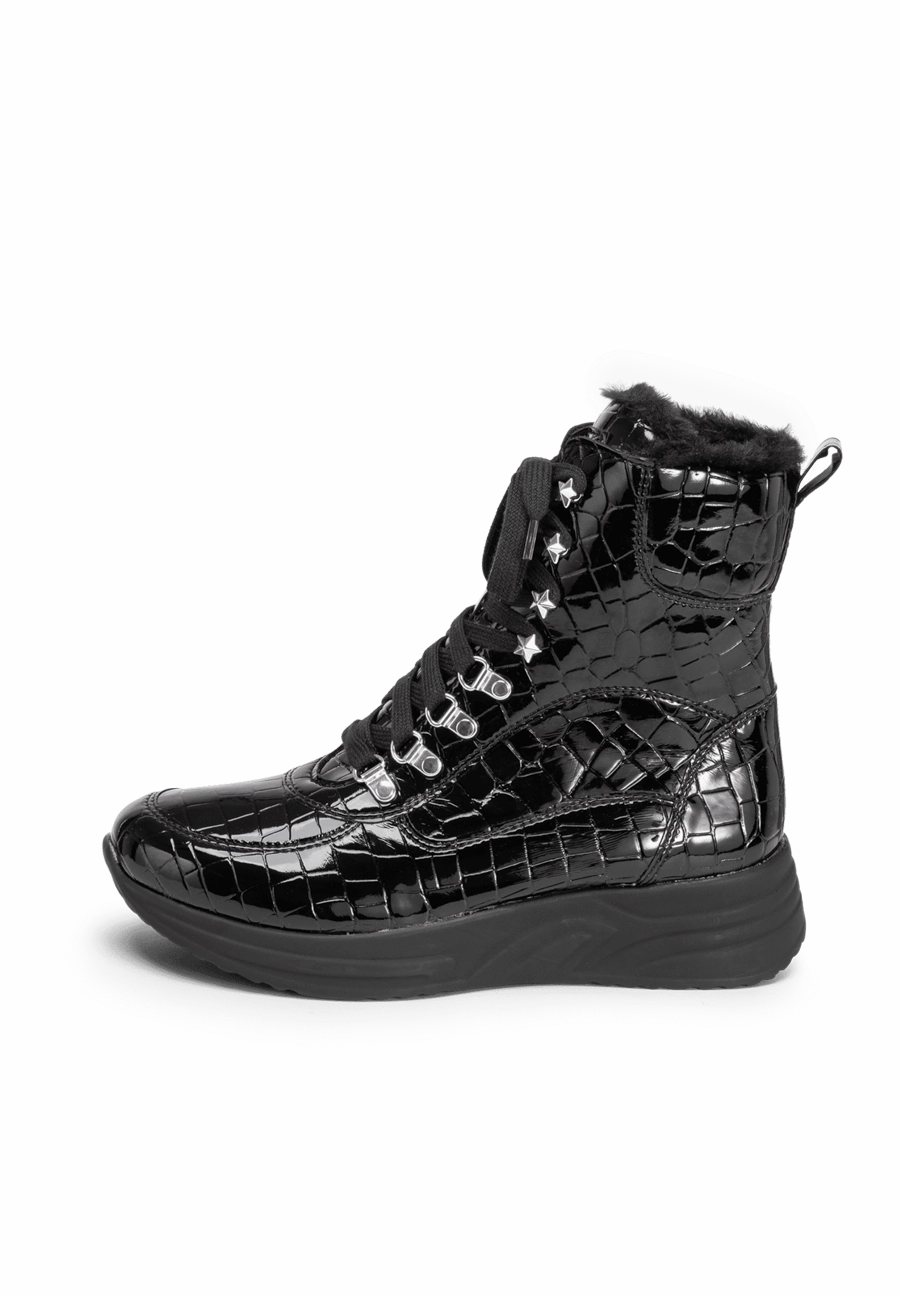 Nylon Side Zip Ankle Boots Kroko Stiefelette vitaform Stretch