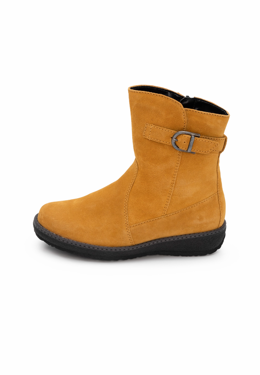 kuschlige Stiefelette Veloursleder Ankle Boots Kleinen Absatz