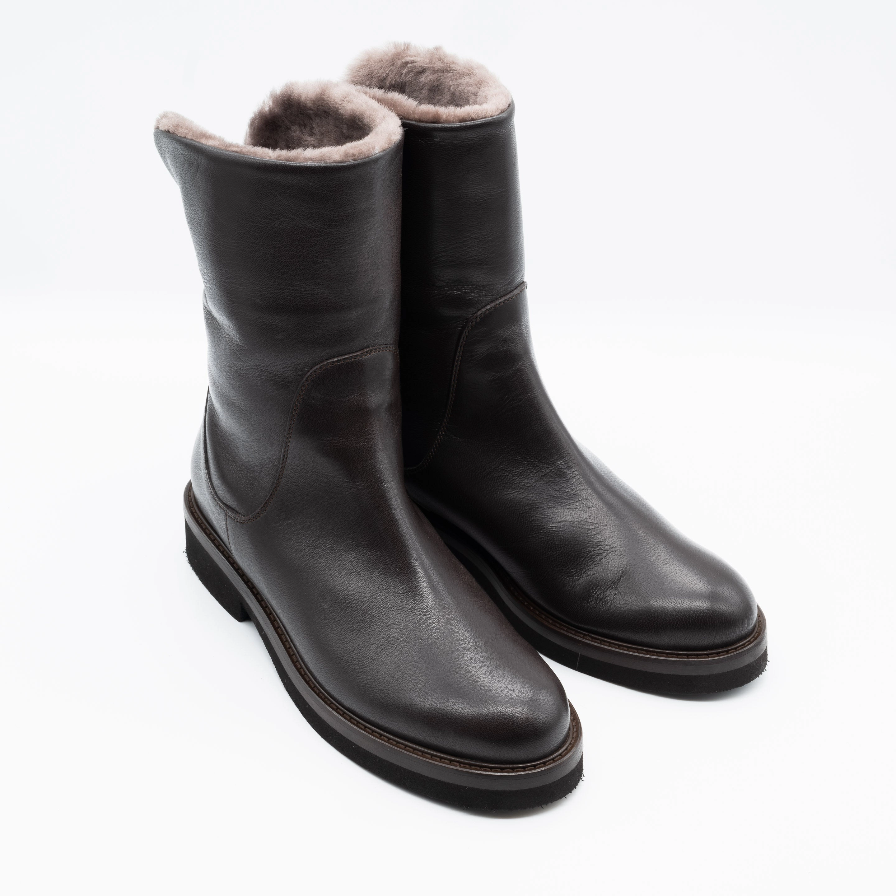 Lammfellboots braun Wide Calf Chelsea Boots
