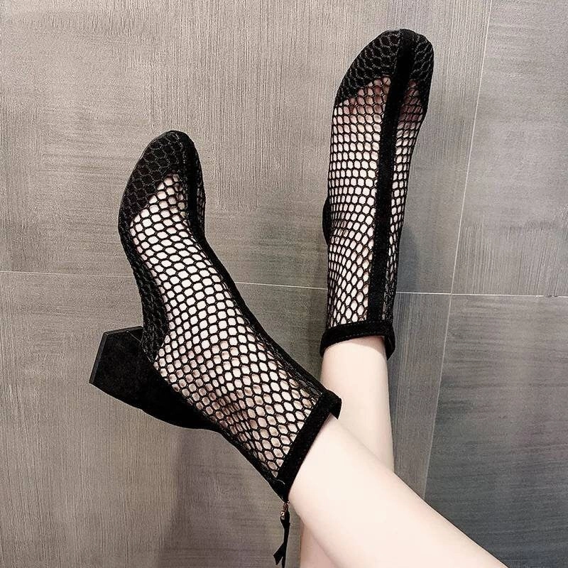 Heel boots - Shoes Heel, vintage, High Heel, retro high heels, retro heels, vintage boots, high heel boots, mesh Statement High Heels
