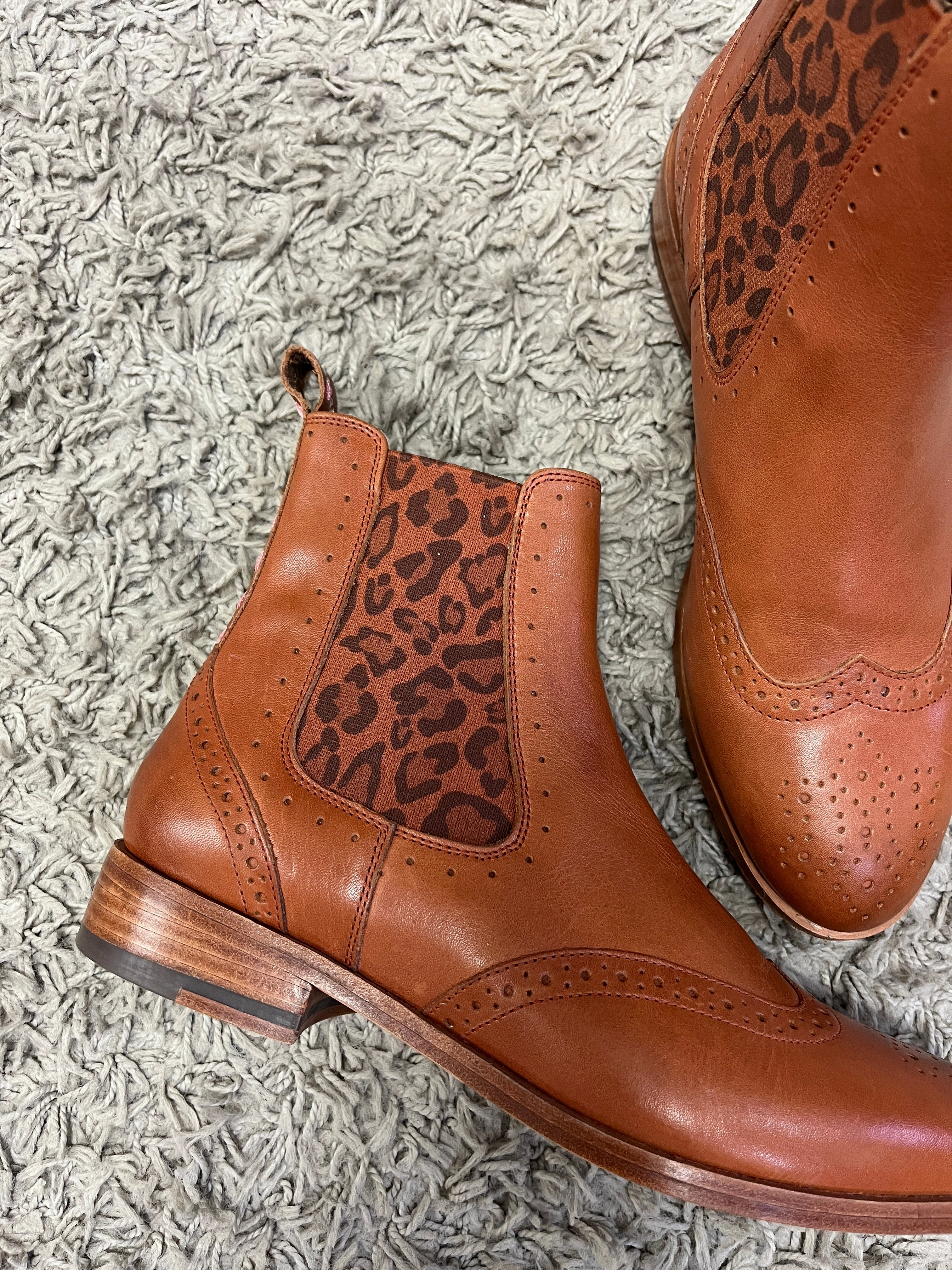 Ankle Boots Perlen Strass Crickit Helen Safran Leopard