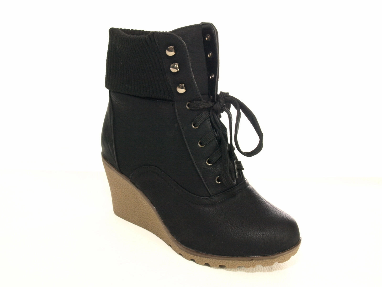 Maxguard Sicherheitsschuhe Arbeitsschuhe Damen Keilabsatz Stiefelette warm gefttert Black # 0073