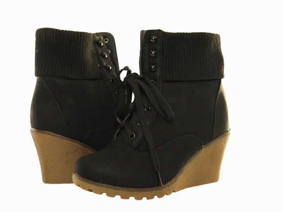 Damen Keilabsatz Stiefelette warm gefttert Black # 0073 Atlas Sicherheitsschuhe Sn 50