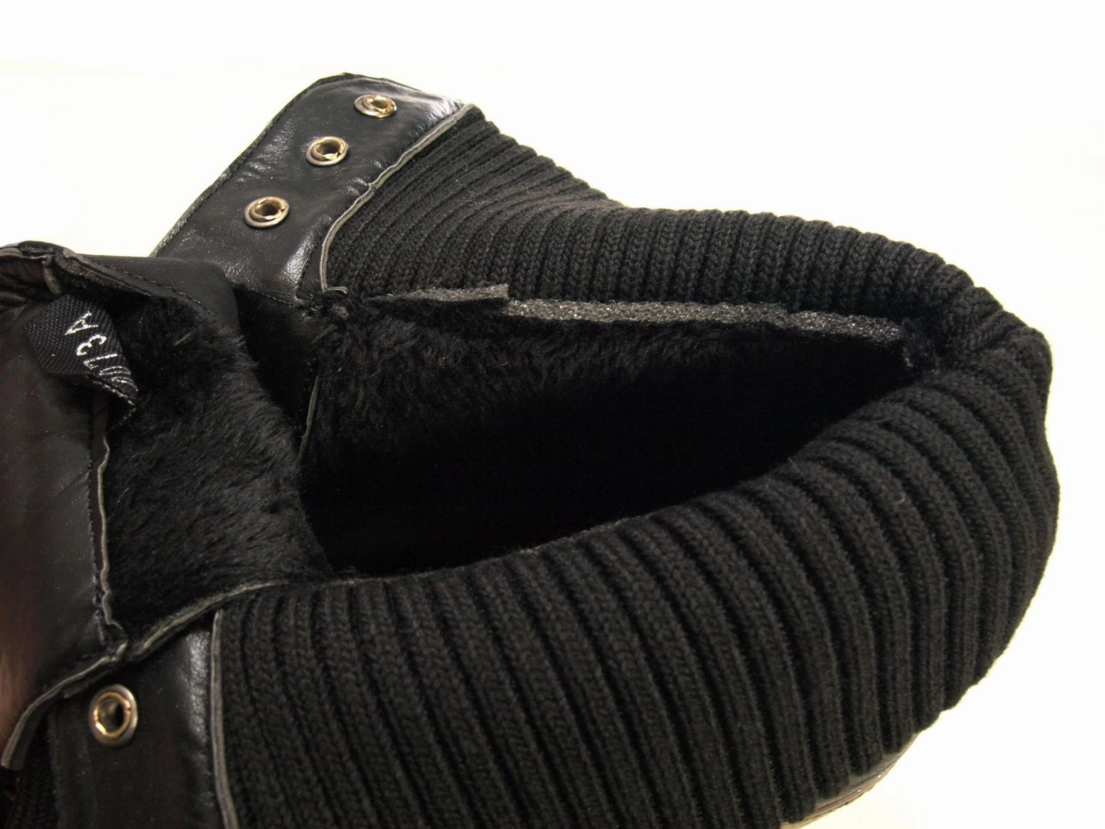 Sicherheitsschuhe Küchenbetrieben Damen Keilabsatz Stiefelette warm gefttert Black # 0073