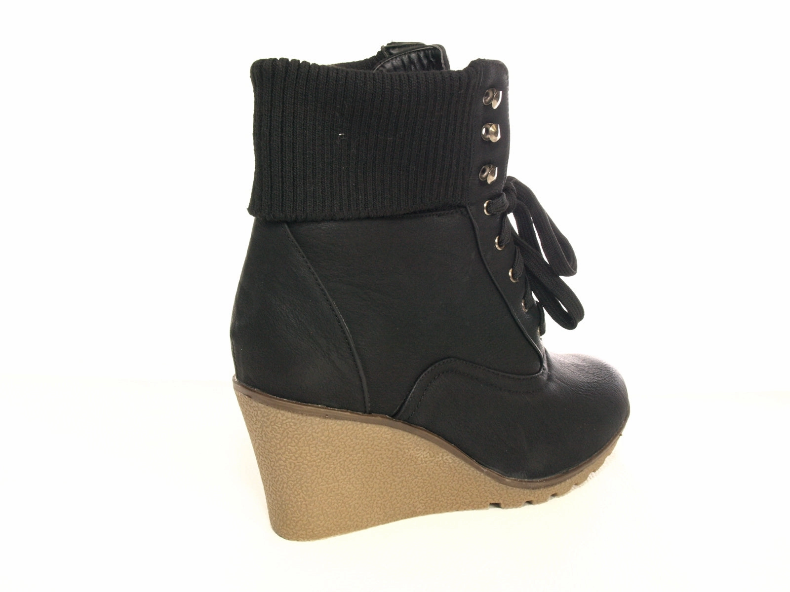 Damen Keilabsatz Stiefelette warm gefttert Black # 0073 Sicherheitsschuhe S1 Kunststoff