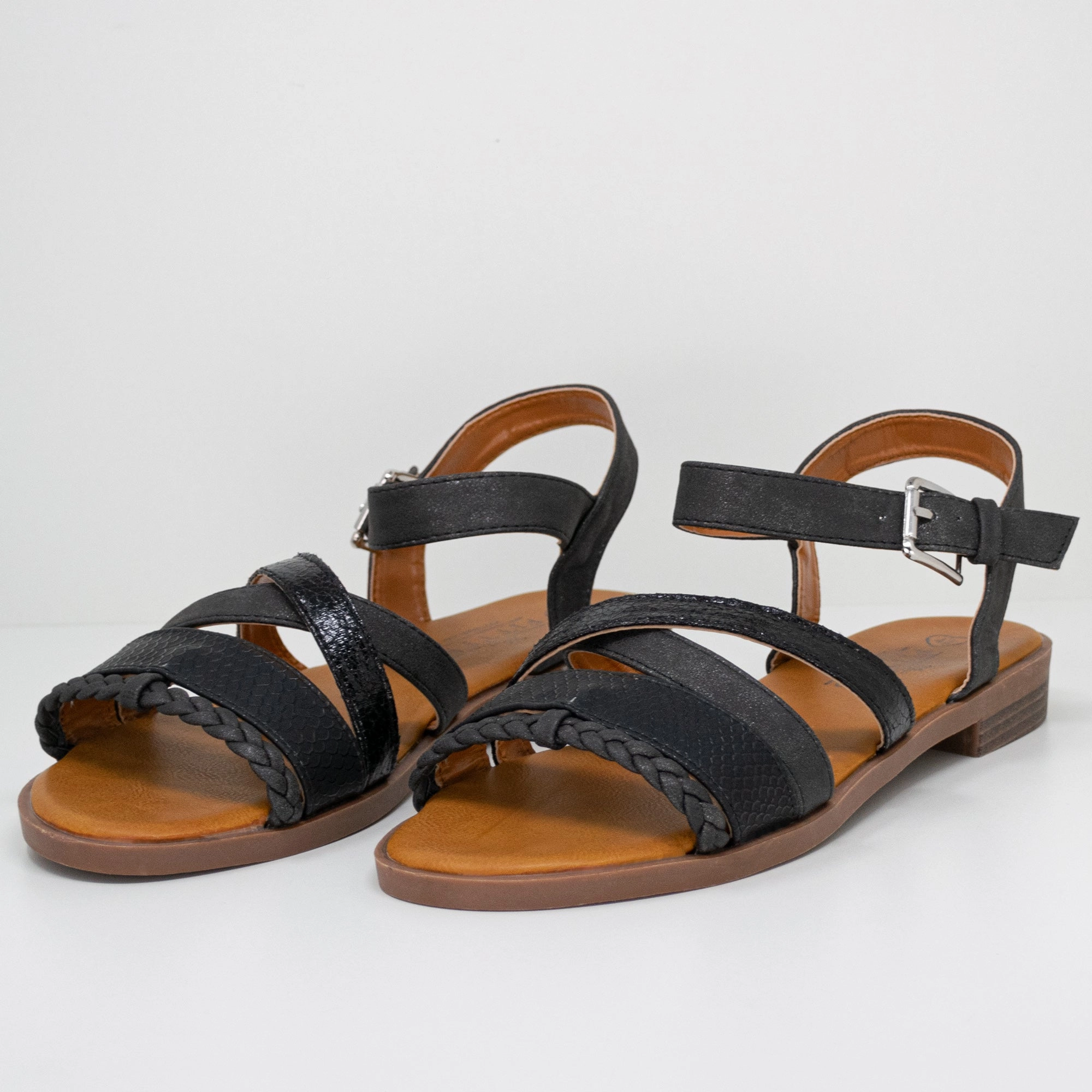 Riemchen Sandalen Pumps Lara in schwarz - Damen Sandale