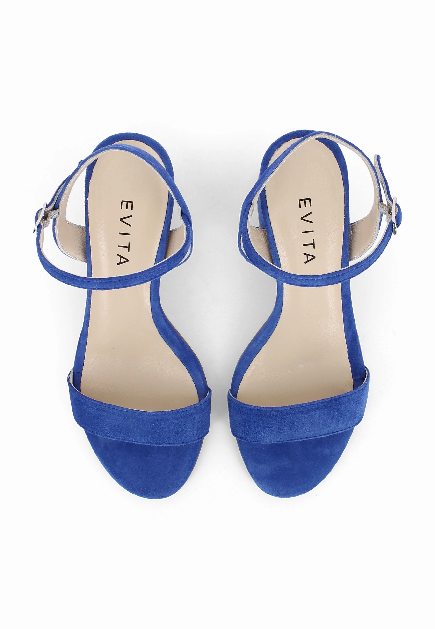 AMBRA Damen Sandalette  -  Rauleder Blau Laufschuhe Normalfußläufer