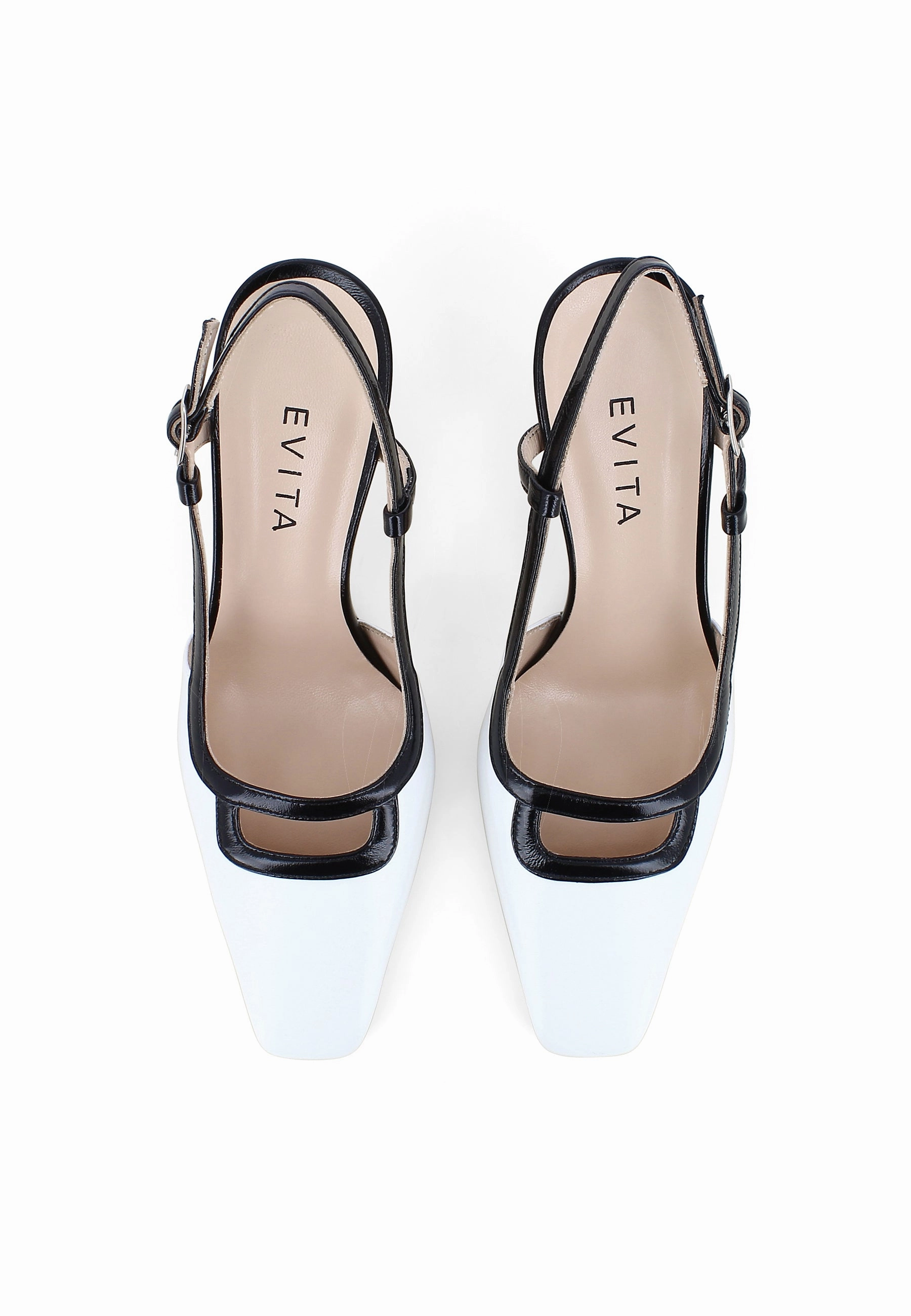 CARMELA Damen Sling Pumps  -  Knautschlackleder Wei/Schwarz Günstige Und Gute Laufschuhe