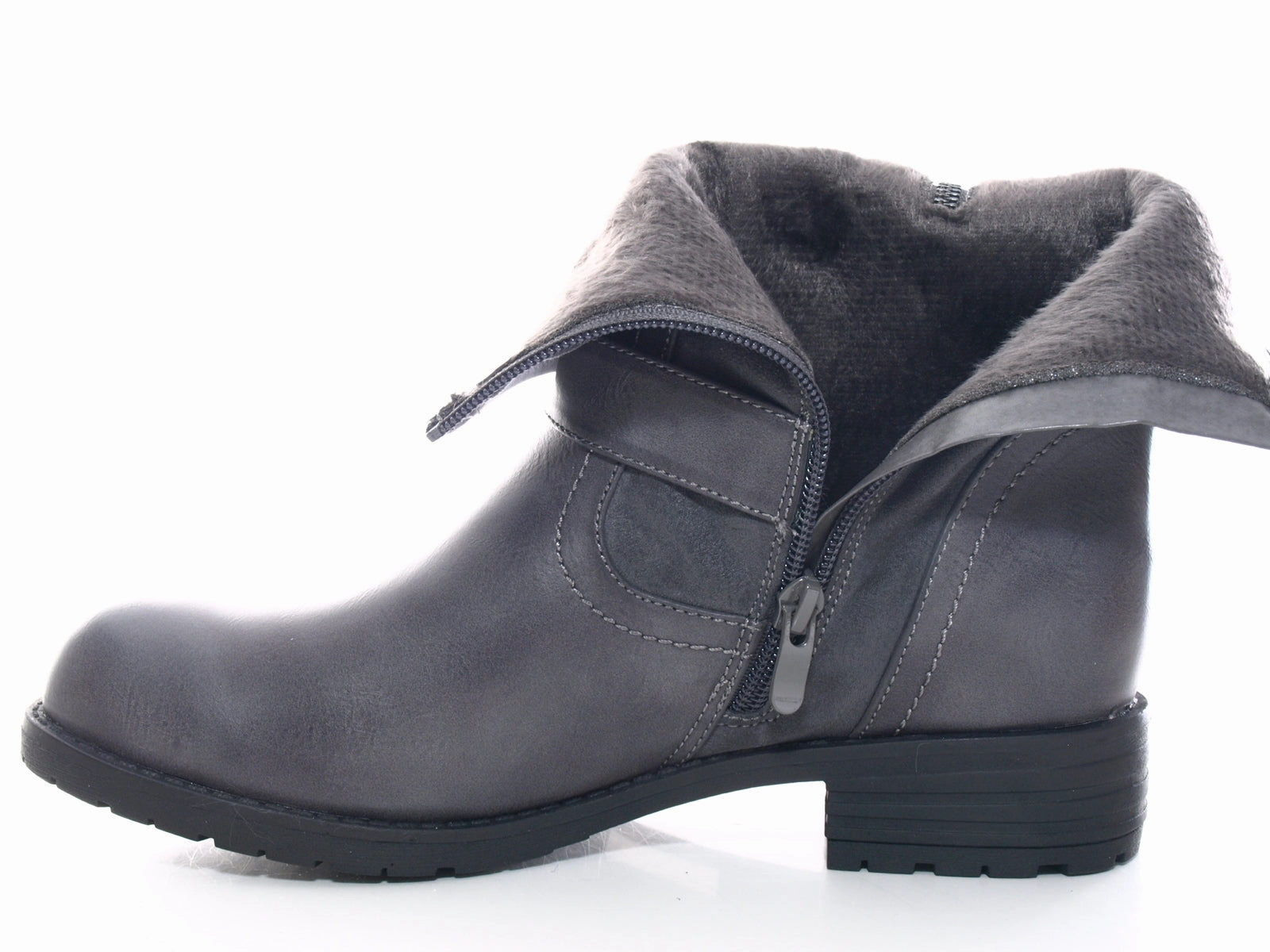 Beste Laufschuhe Asphalt Damen Stiefeletten Biker Boots Outdoor Winterboots warm gefttert Grey # 520