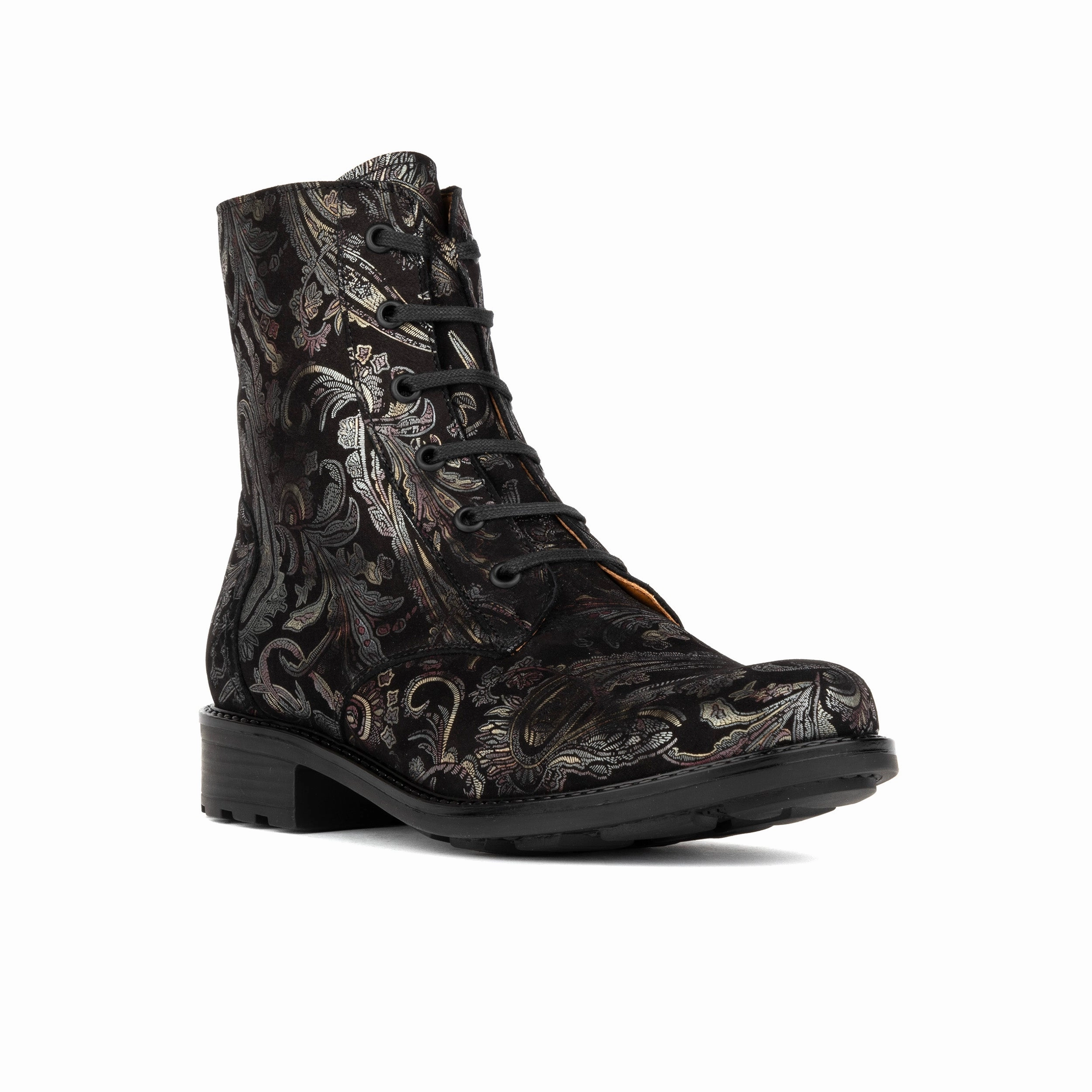 Laviva High - Black & Gold & Burgundy - Women's leather wide-fit high ankle boot 15 Cm High Heels Pumps