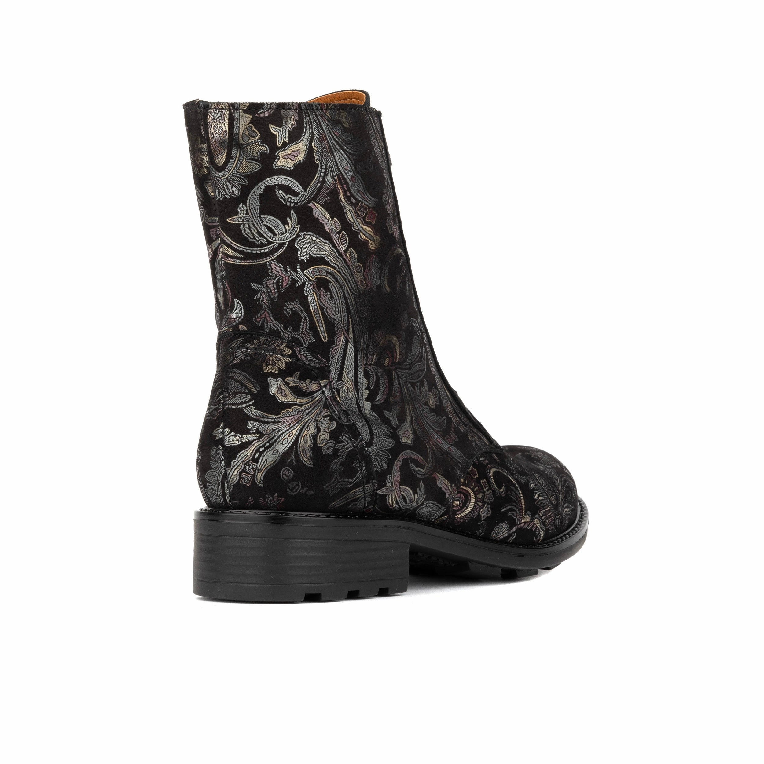 Laviva High - Black & Gold & Burgundy - Women's leather wide-fit high ankle boot High Heels Jumpsuit