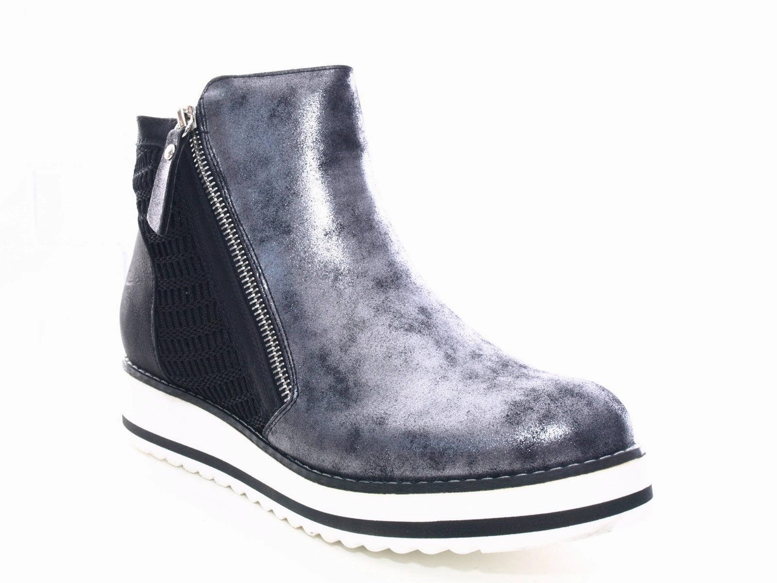 Damen Halbhohe Sneaker Freizeitschuhe Stiefelette Black # 770 Sneaker Ash