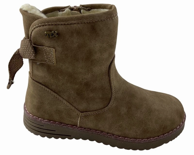 Indigo Mdchen Stiefeletten 464-134 TAUPE Synthetik Block Heels Ankle Boots