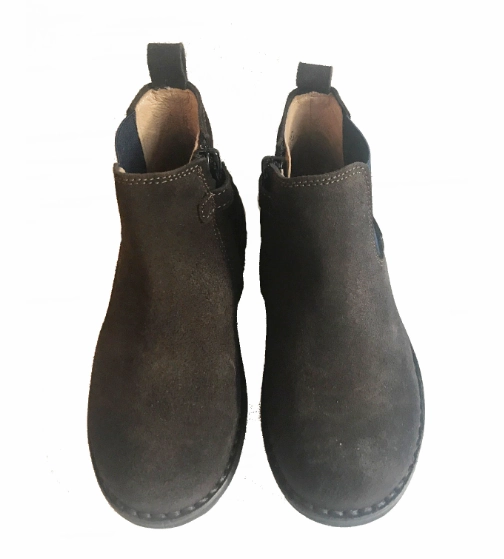 Marie Morenz 1403 Velour Braun Kontrastgummi Marine Schnürsenkel Länge Stiefel