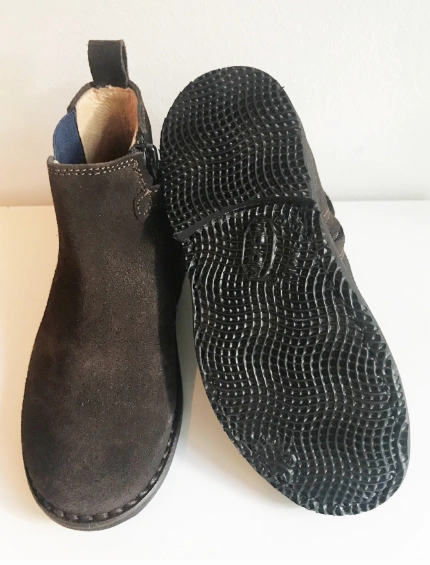 Marie Morenz 1403 Velour Braun Kontrastgummi Marine Protokoll Stiefel