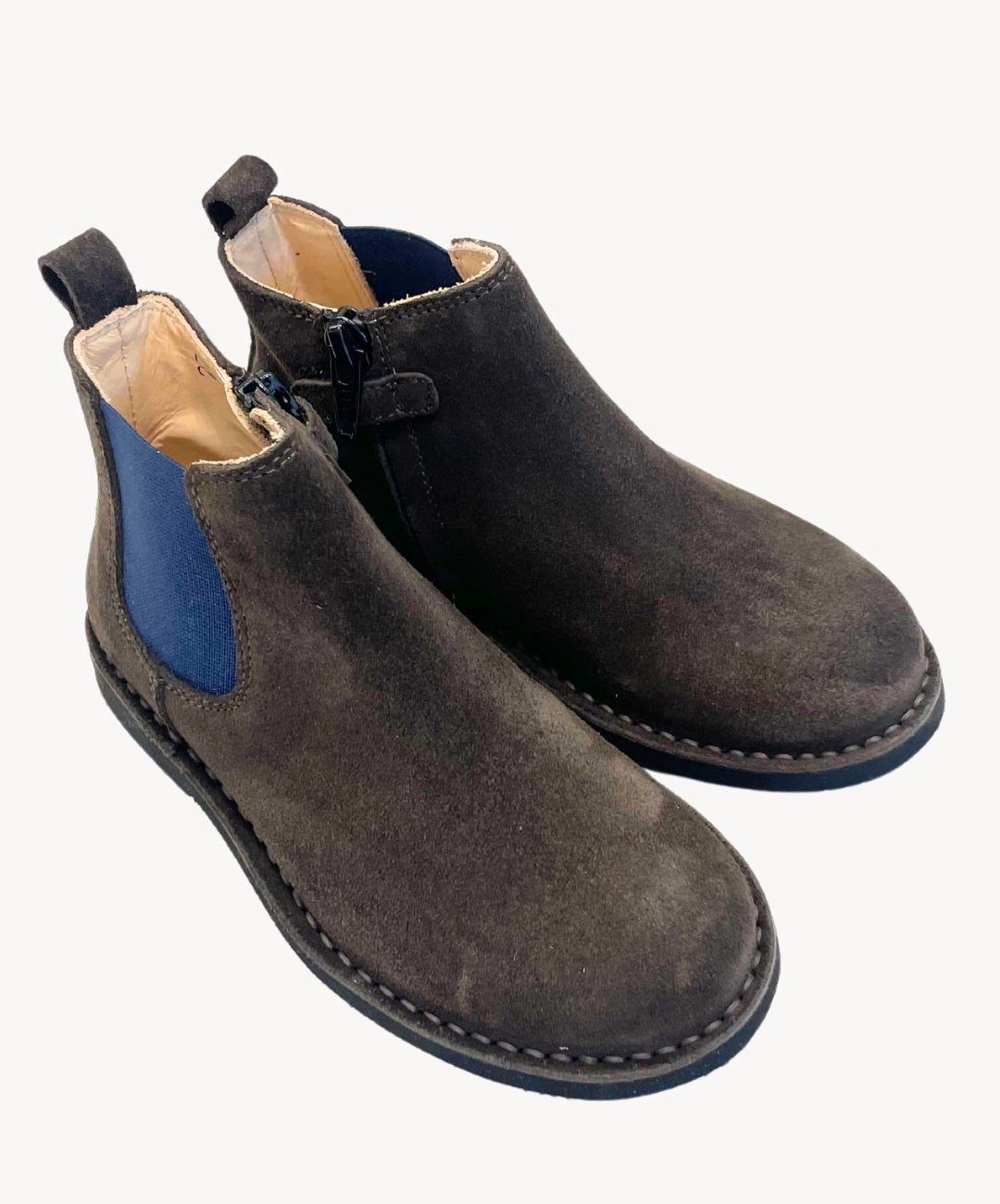 Marie Morenz 1403 Velour Braun Kontrastgummi Marine Berwick Stiefel