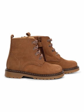 Dunkelblaue Winterstiefel Lederboots mit Reiverschluss - Braun