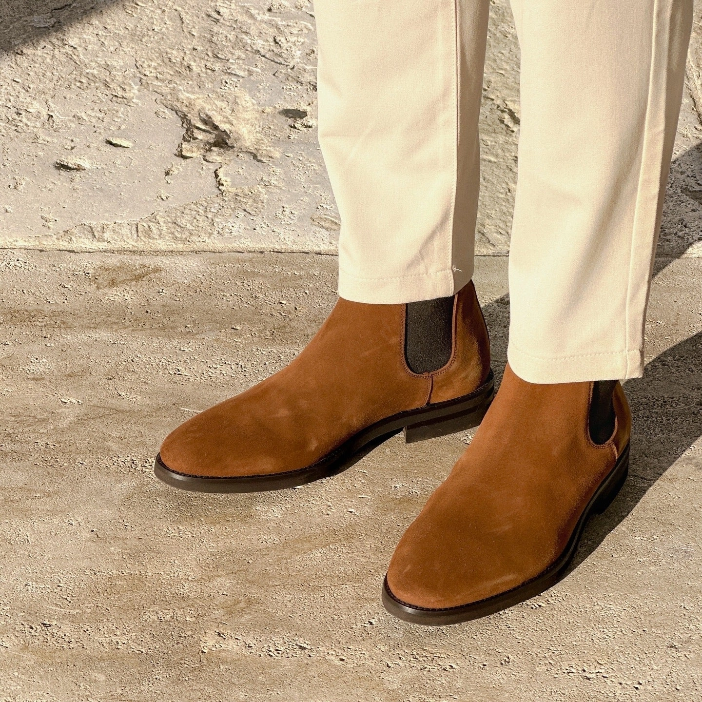 Vintage Lace Up Ankle Boots Herrenschuh Malaga - Rauleder Tabacco ( Premium Extra Light )