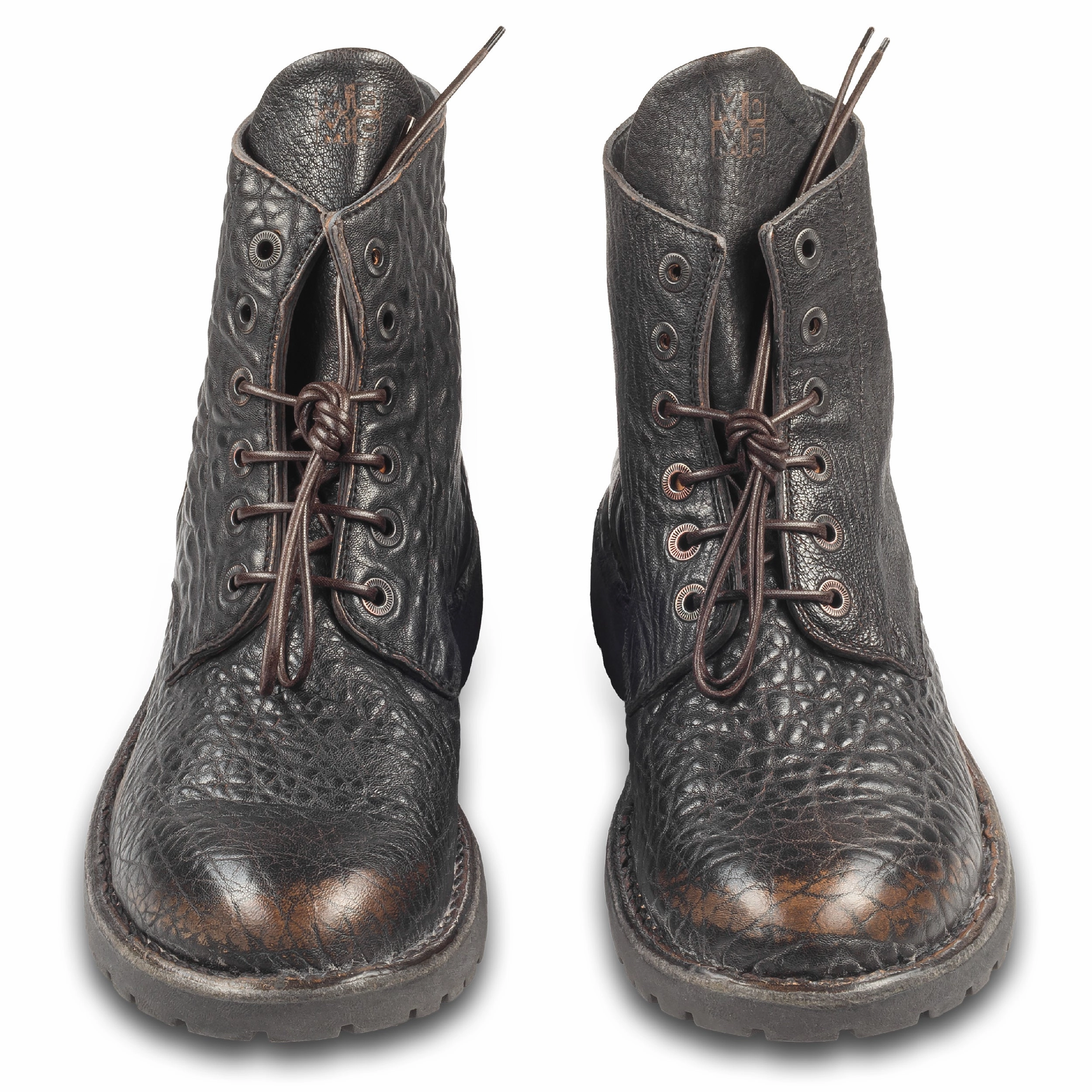 Desert Ankle Boots MOMA Schnrstiefelette Herren, braun/schwarz - Genarbtes Kalbsleder used-Look, handgefertigt