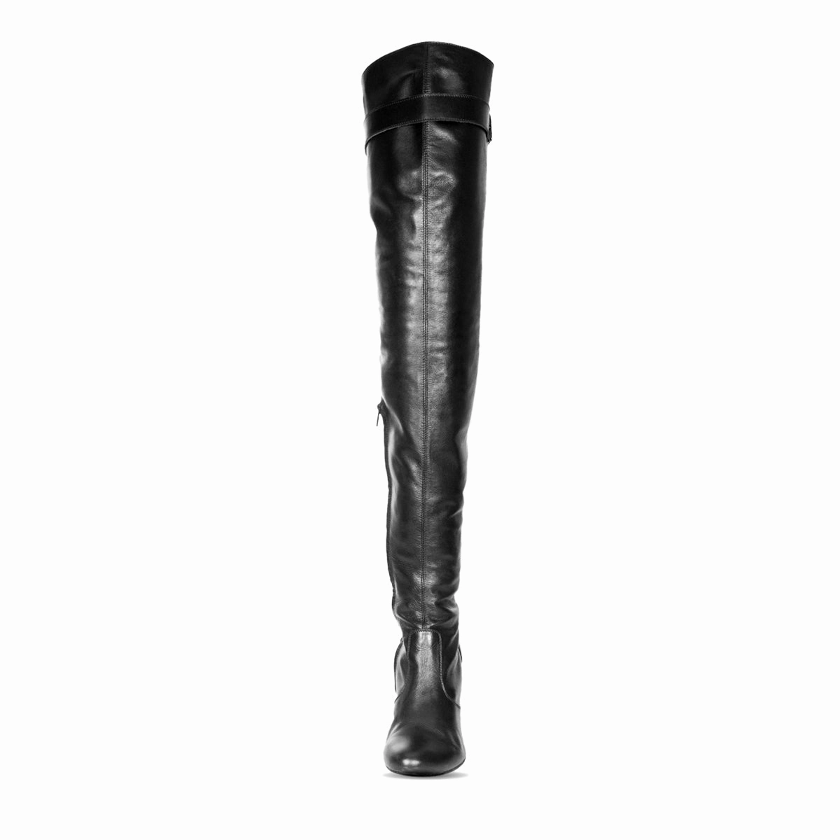 Overkneestiefel mit Blockabsatz und Schnalle (Modell 118) Leder schwarz Stiefel Allround