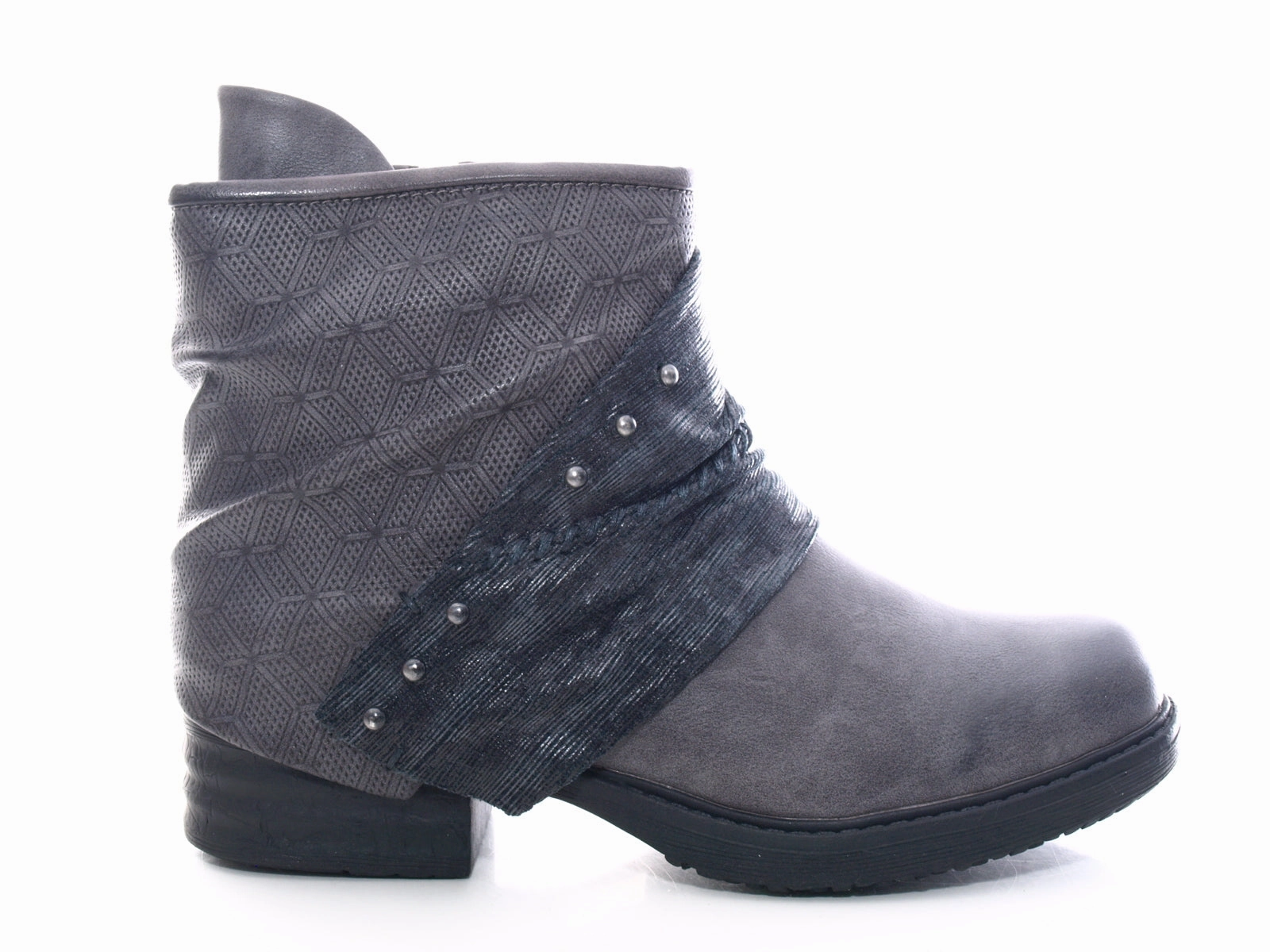 Damen Stiefeletten Biker Boots Outdoor Winterboots warm gefttert Grey # 3127 9581 Sancho Stiefel Ankle Boots Stiefeletten