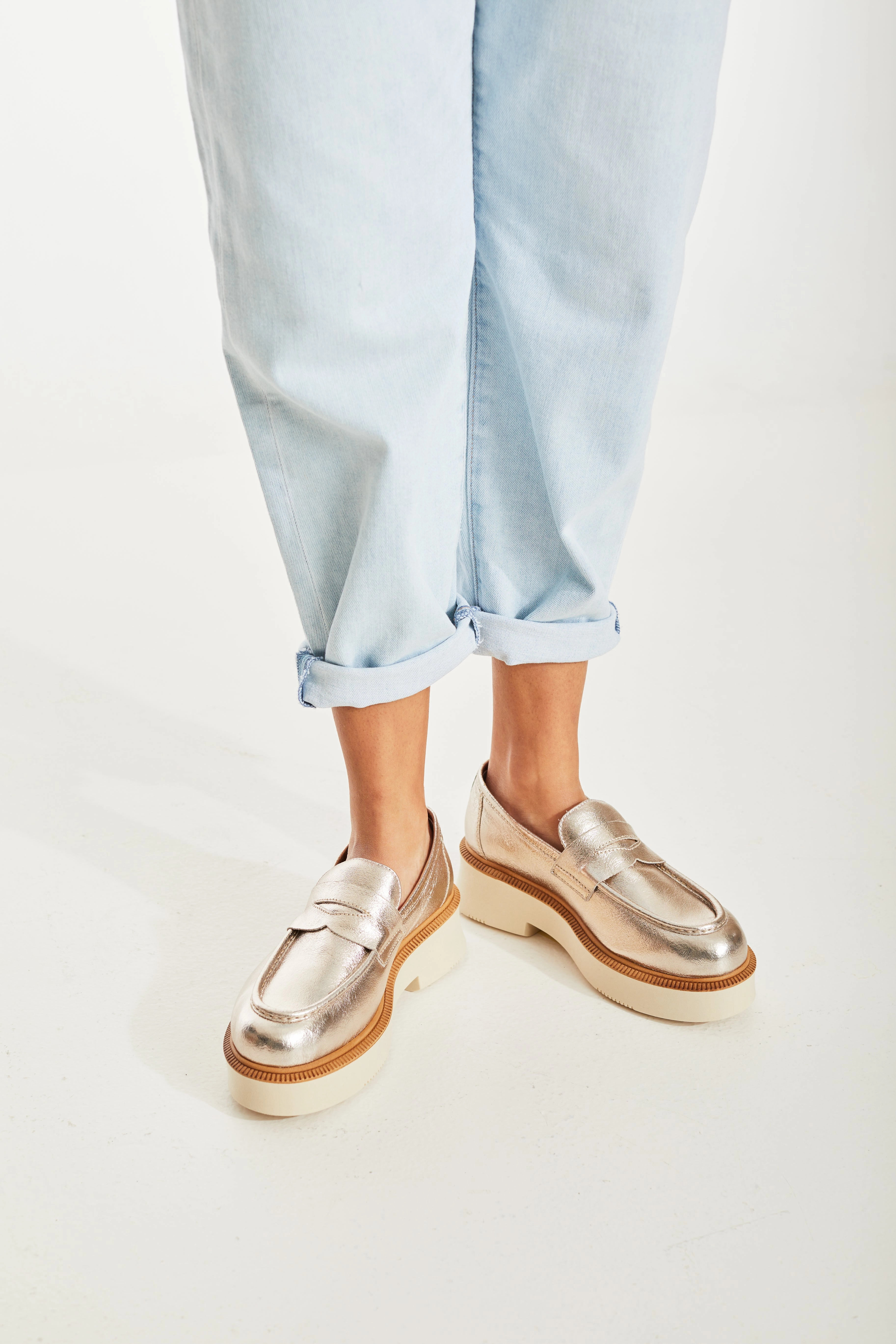 EDNA Loafer platin Italian Leather Loafers