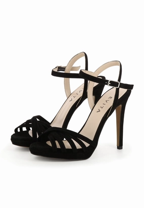 EVA Damen Sandalette  -  Rauleder Schwarz Laufschuhe 2 Nummern Größer