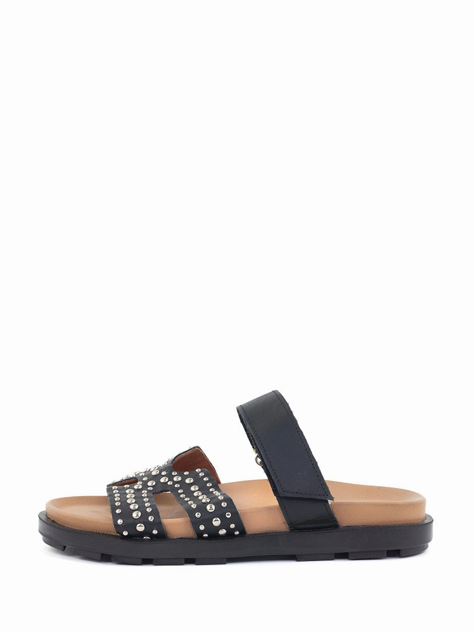 Leila | Slipper Zwart Julia Brown Sandalen