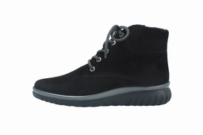 Lena  schwarz  Stiefel  L55055 Leather Lace Up Flat Ankle Boots