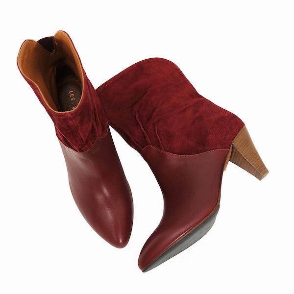 Les Venues- Sofia Rubino Stretch Fabric Chunky Heeled Ankle Boots