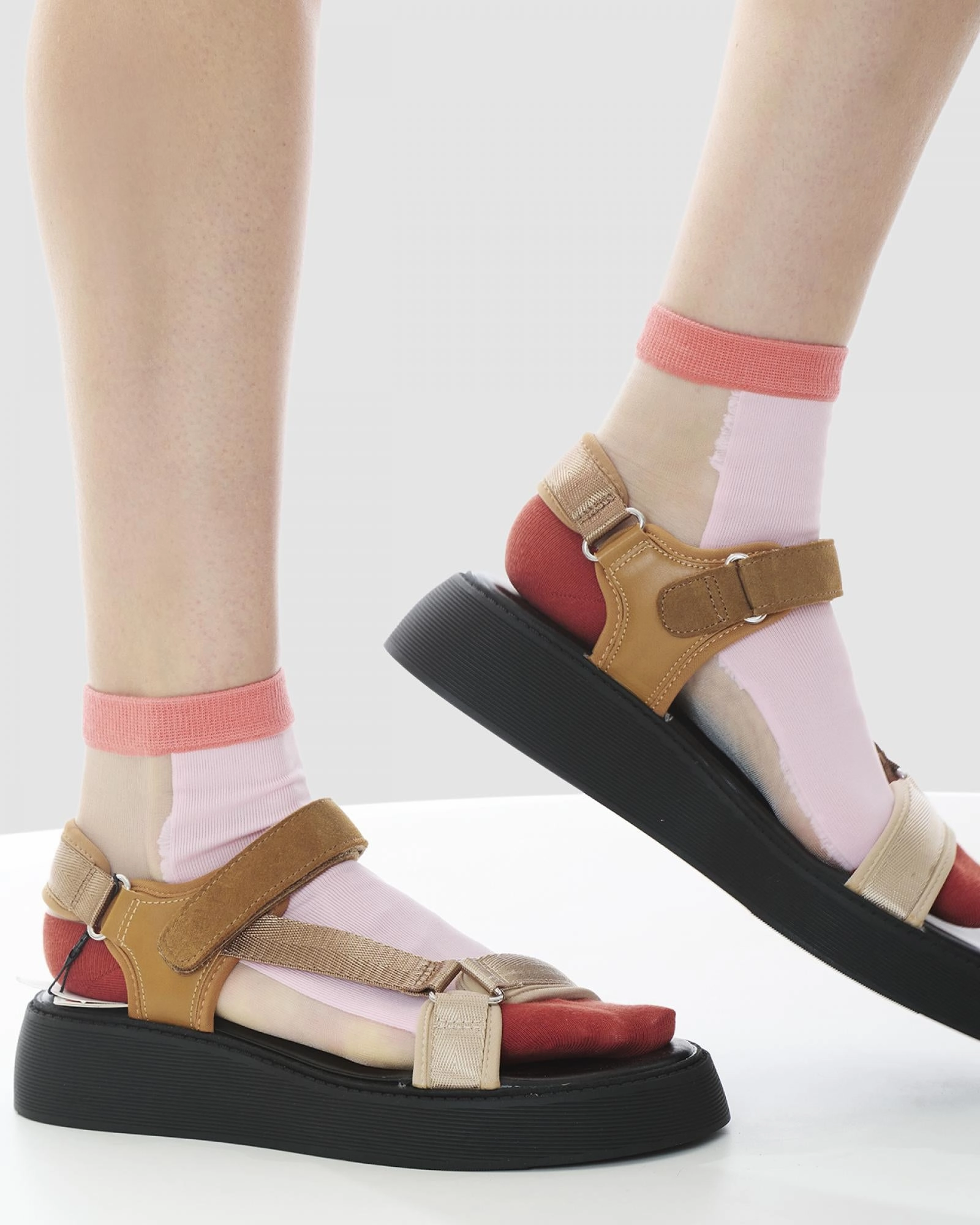 Licorice Allsorts Sheer Socks - Pink High Heels In High Heels And Stockings