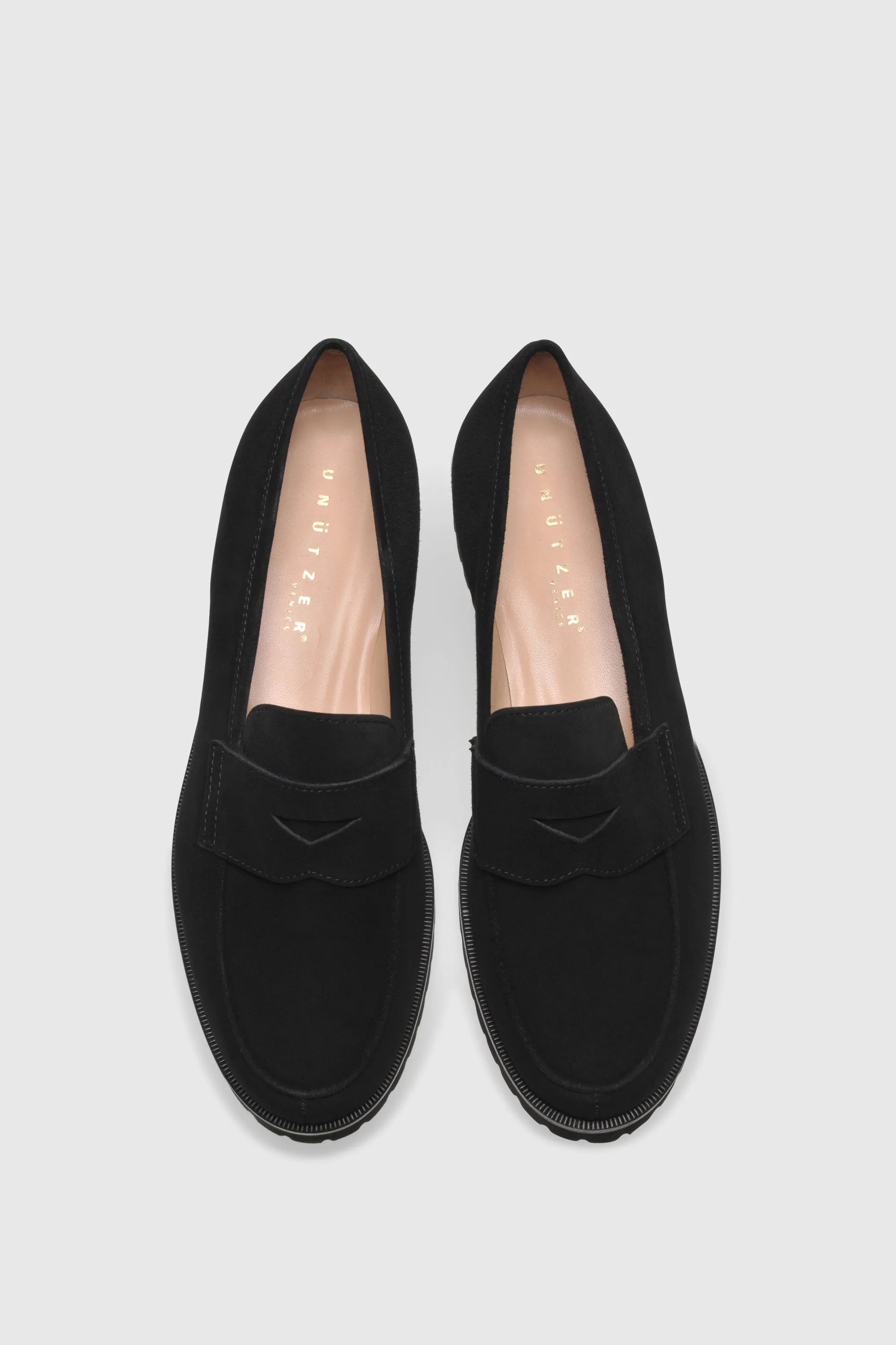 Chunky Square Toe Loafers Loafer 1336 Velour Black
