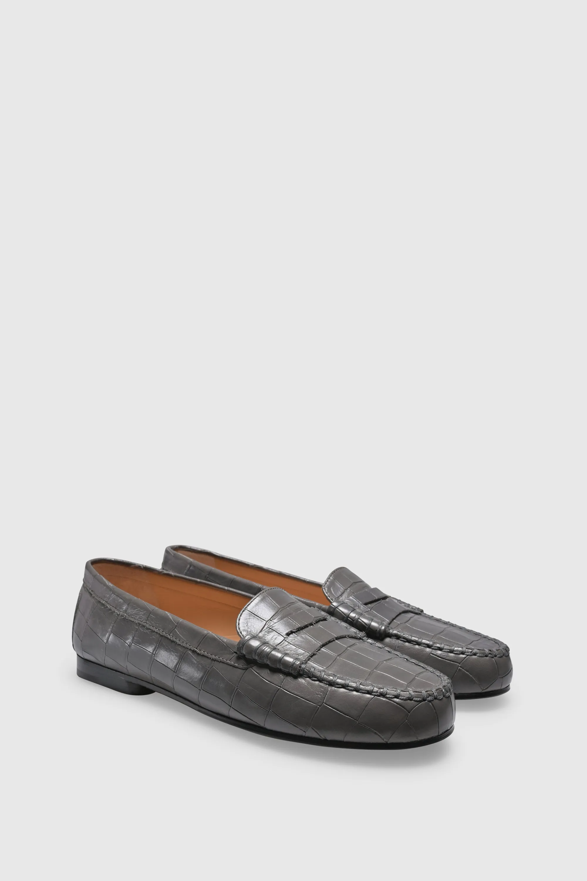 Horsebit Leather Loafers Loafer 1490 Cocco Stampato Antracite