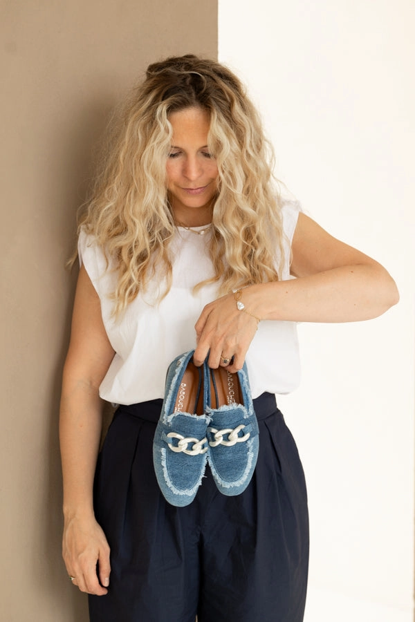 High Quality Leather Loafers Pien | Loafer Blauw/Zilver