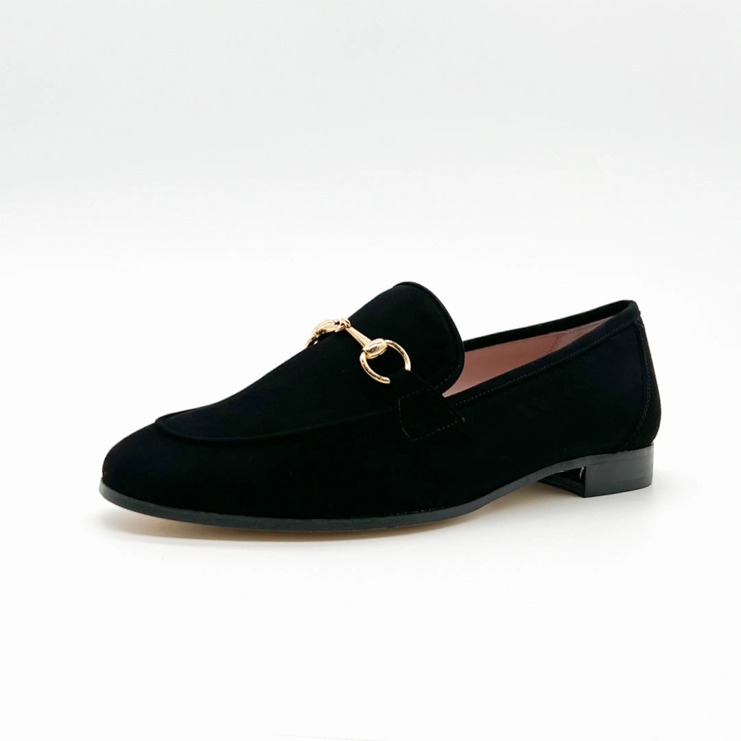 Loafer Schwarz | Veloursleder | Damenschuhe Elastic Loafers
