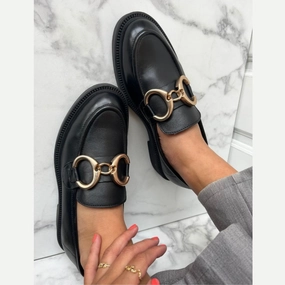 Suede Boat Loafers COME WITH ME - BLACK