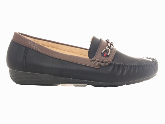 Pace Loafers Damen Slipper Halbschuhe Ballerina Loafer Mokassins Slip On Flats Freizeit Black # 184