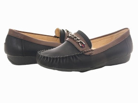 Damen Slipper Halbschuhe Ballerina Loafer Mokassins Slip On Flats Freizeit Black # 184 Chunky High Heeled Loafers